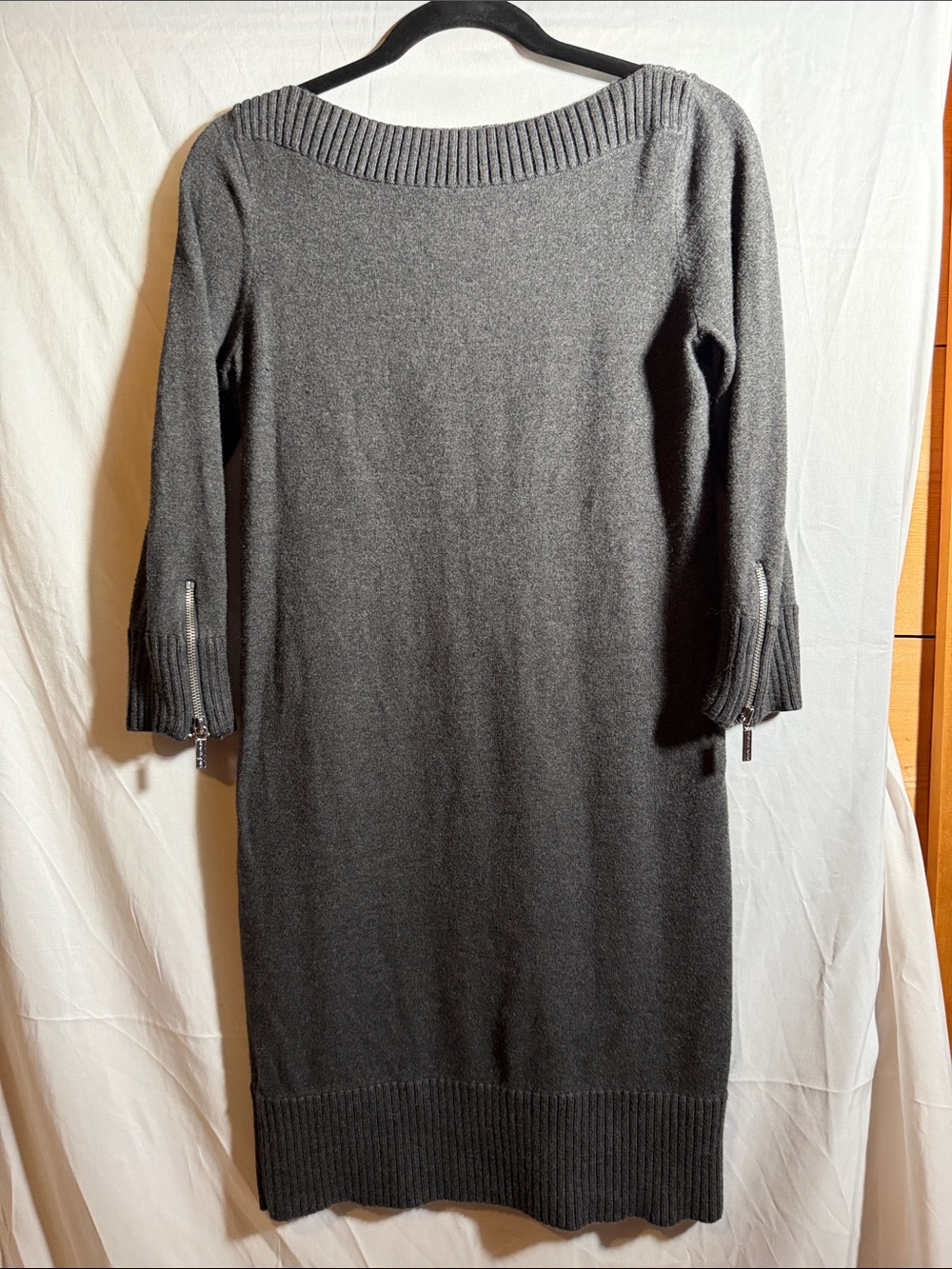 Michael Kors Charcoal Gray Long-Sleeve Knit Sweater Dress